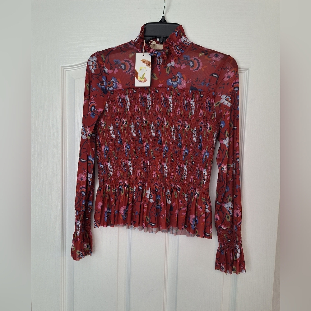 Chelsea & Violet Burgundy Floral Blouse
